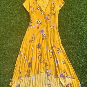 FP Movement by Free People Yellow Floral High Low Dress